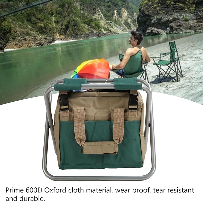 Heavy Duty Folding Gardener Stool with Backpack Storage 600D Oxford Multifunctional Gardening Seating and Toolkit Perfect for Garden Enthusiasts and Outdoor Adventures (Silver)