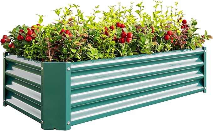 4x2x1ft Raised Garden Bed Outdoor Galvanized Raised Garden Beds Metal Raised Beds for Gardening Vegetables Fruits and Flowers Easy Assembly 52 Gallon Capacity - Green