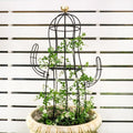 Cactus Obelisk Trellis - 16.34”x27.95” Unique Metal Design for Climbing Plants Garden Decorative Support Structure for Potted Tall Vines and Rose Bushes