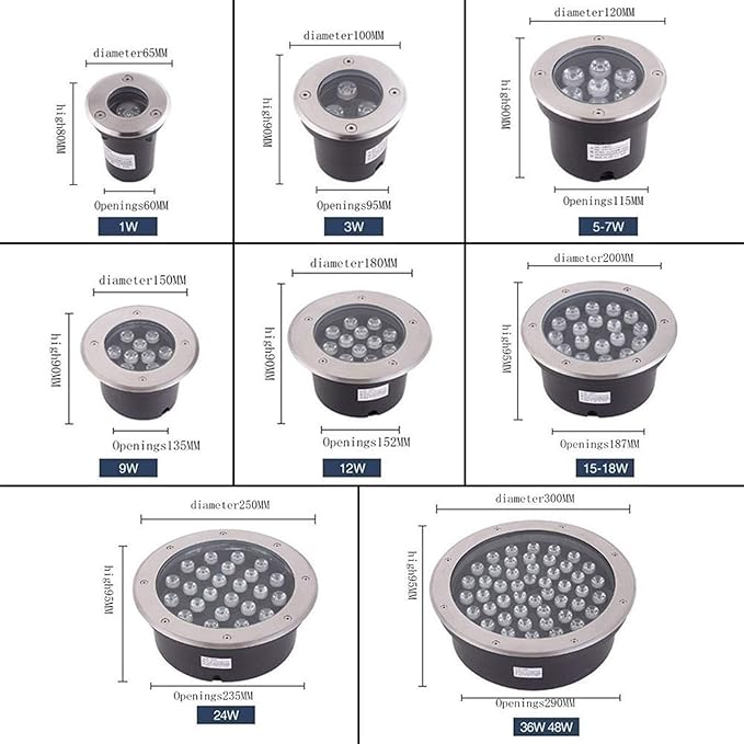 Underground Light LED - Round Ground Lighting Path Light 110vV AC IP67 Waterproof Recessed Spotlight Garden Landscape Courtyard Underground Lights Floor Lamp for Lawn/Terrace/Garden
