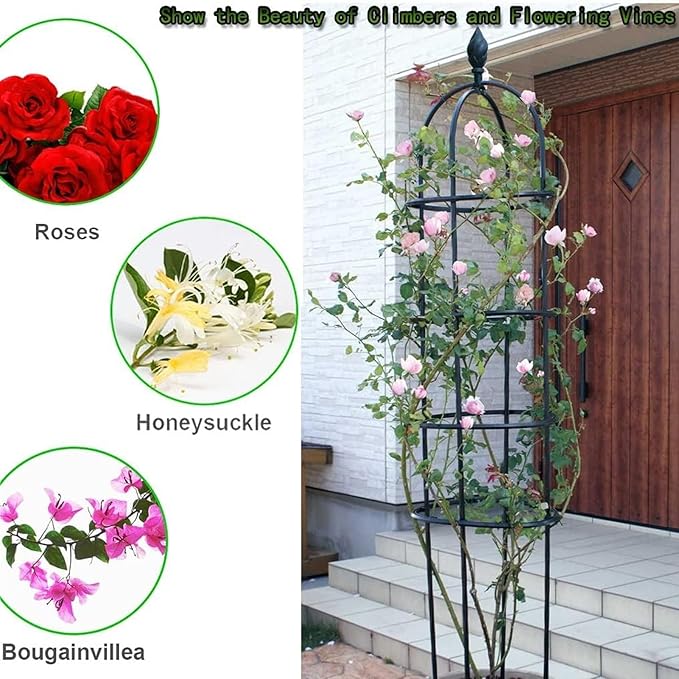 Garden Trellis for Climbing Plants Heavy Duty Strong Tubular Plant Cage Metal Garden Trellis Plant Support for Climbing Vines for Flowers Vegetable Fruits Vines SupportWhite120cm