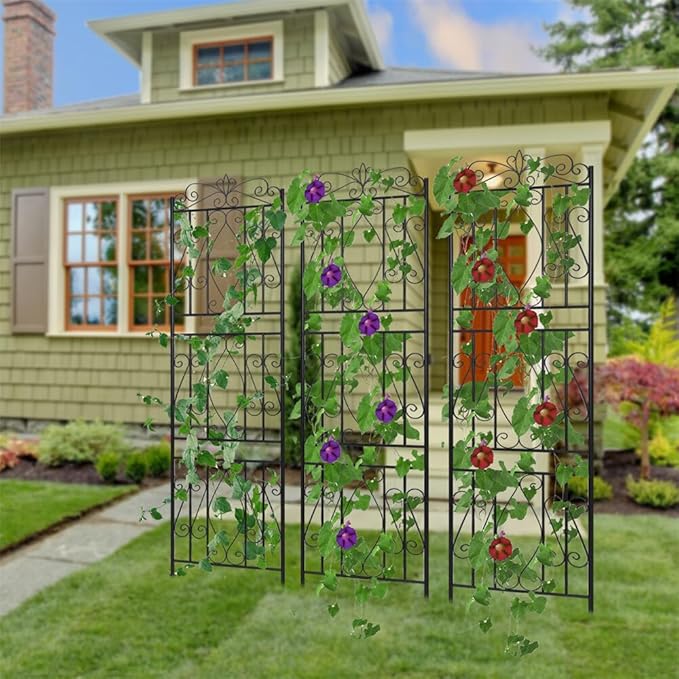 2 Pack Rustic Arch Garden Trellis Rustproof with Stakes Easy Installation for Ivy Climbing Plants