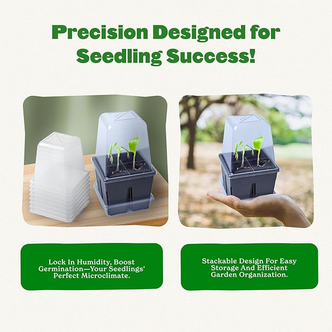 Epic Gardening Reusable Germination Domes &amp Trays - Easy Watering Seed Starting - Gardener Friendly Plant Trays for Seedlings | UV-Treated &amp BPA-Free (16)
