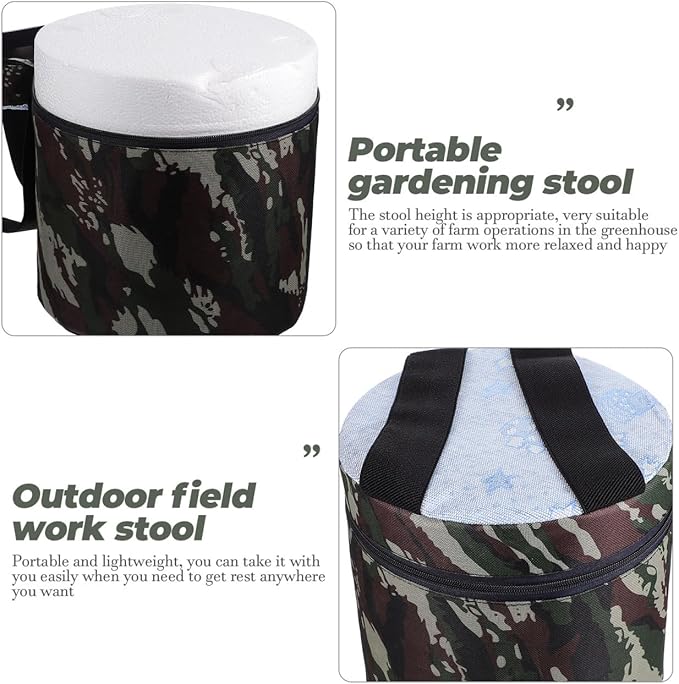 Kisangel Portable Garden Stool for Seniors with 25cm Height and Storage Pocket Lightweight Small Workseat for Gardening Camping Fishing and Outdoor Activities Random Style