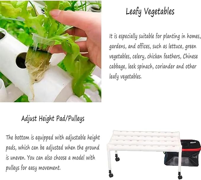 Hydroponics System PVC Pipe Single-Layer 36 Holes Hydroponic with 30L Folding Water Tank Hydroponic Plants for Growing Lettuce... (Pads Style)