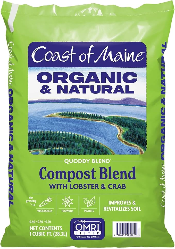 Coast of Maine Quoddy Blend 1 cu ft (Pack of 8) Organic and Natural Compost Blend with Lobster and Crab - Improves and Revitalizes Soil
