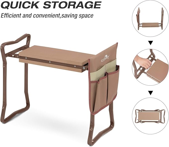 Garden Kneeler and Seat Garden Folding Bench with Tool Pocket Garden Gloves and Soft EVA Kneeling Pad