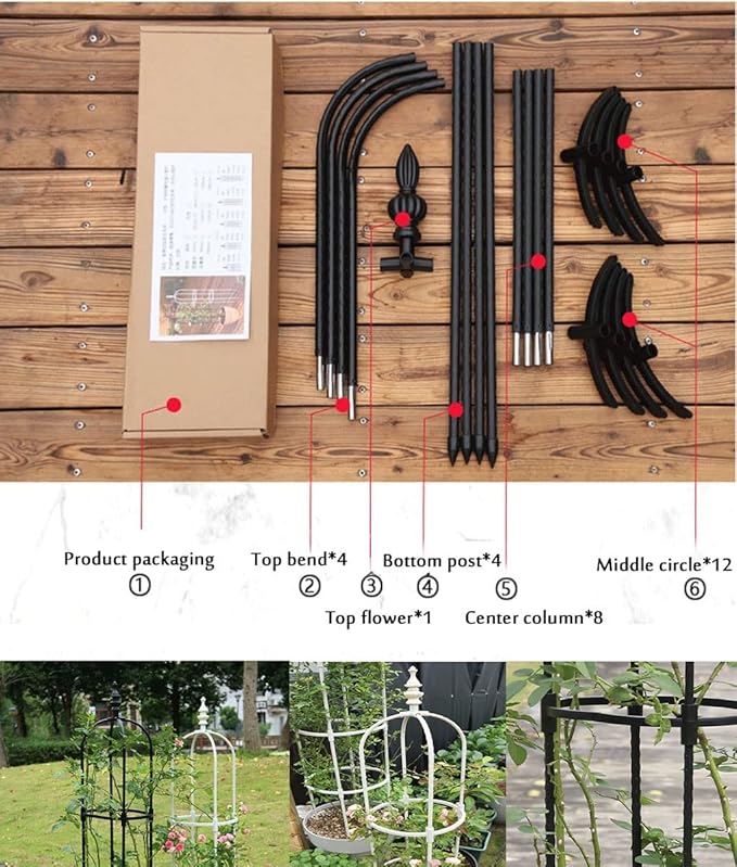 Tower Garden Trellis Obelisk Plant Support Plastic Coated for Outdoor Indoor Potted Plants Tomato Rose5ft Tall Rose Garden Trellis Black 1pc
