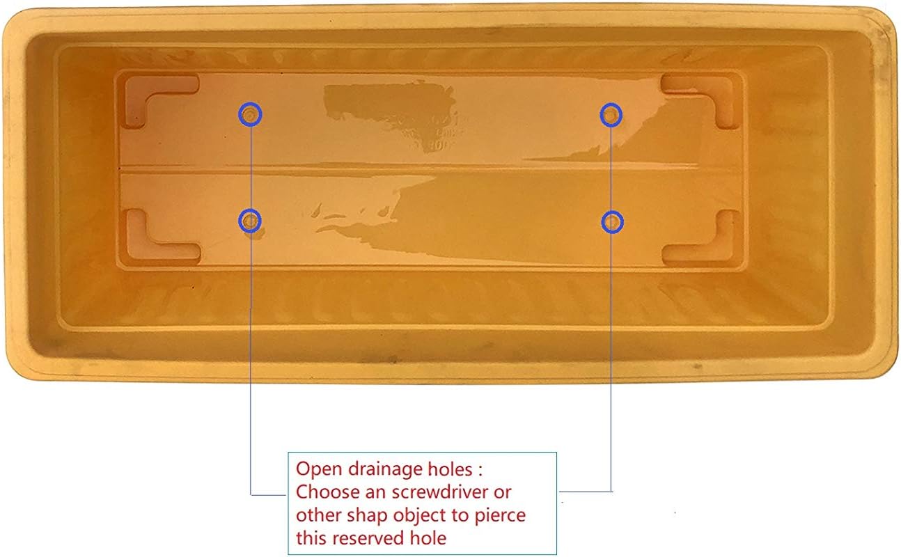 5 pcs / Length 16.8 Yellow Color Plastic Planter Window Box with Tray/ for Flower Vegetables Plants Nursery Seedling in The Garden Patio  Indoor Outdoor