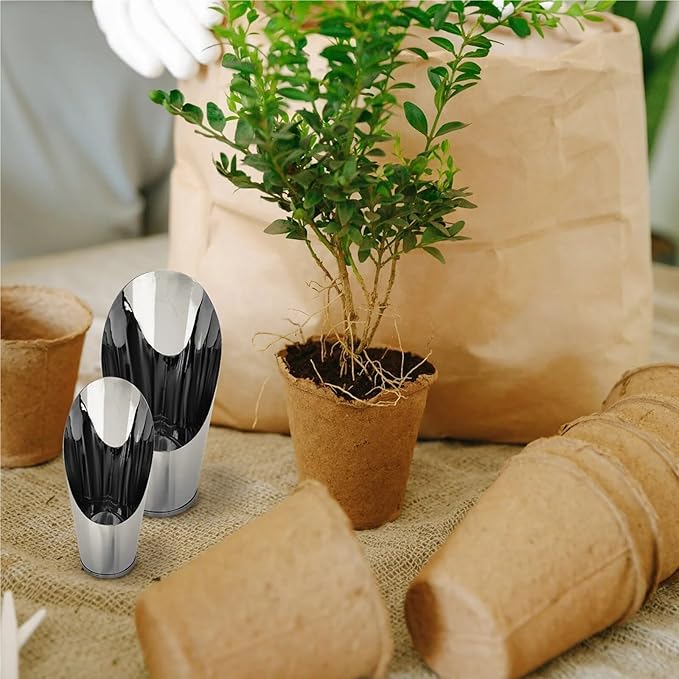 Bonsai Soil Scoop 3Pcs Stainless Steel Outdoor Bamboo Plants Bonsai Cup Horticulture Tool Hand Soil Scoops
