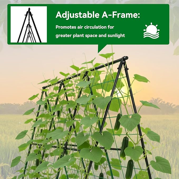 Cucumber Trellis - 49.4*49.4 Metal Garden Trellis for Climbing Plants Garden Trellis with Plastic-Coated Steel Pipe A Frame Trellis for Cucumbers Peas Morning Glories(Black)