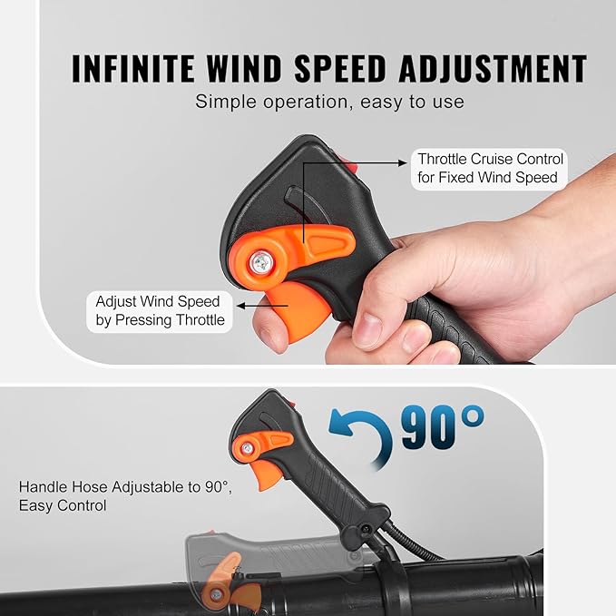 VEVOR Backpack Leaf Blower 52CC 2-Cycle Leaf Blower with 1.37L Fuel Tank 480CFM Air Volume 175MPH Speed Ideal for Lawn Care Leaf Cleaning and Snow Removal