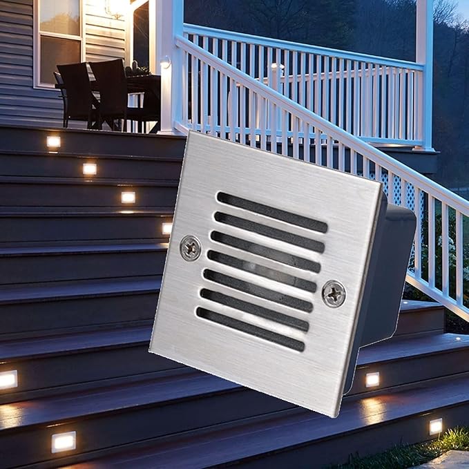LED Beam Spotlights - LED Outdoor Step Lights AC220V Outdoor Spotlight Recessed Spotlight For Yard Lawn IP65 Waterproof Square Buried Spotlight For Outdoor Patio Deck Landscape Lighting(White2w(2
