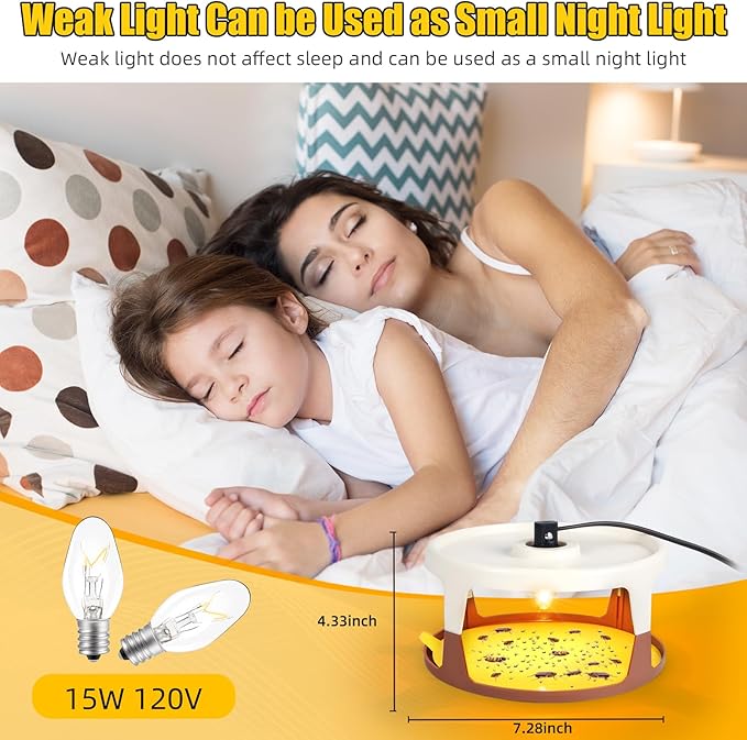 2025 Upgraded Flea Traps for Inside Your Home - 4 Pack Fleas Trap &amp 12 Sticky Pads &amp 12 Bulbs Electric Flea Light Trap for Indoor Kills Fleas Gnats Moths