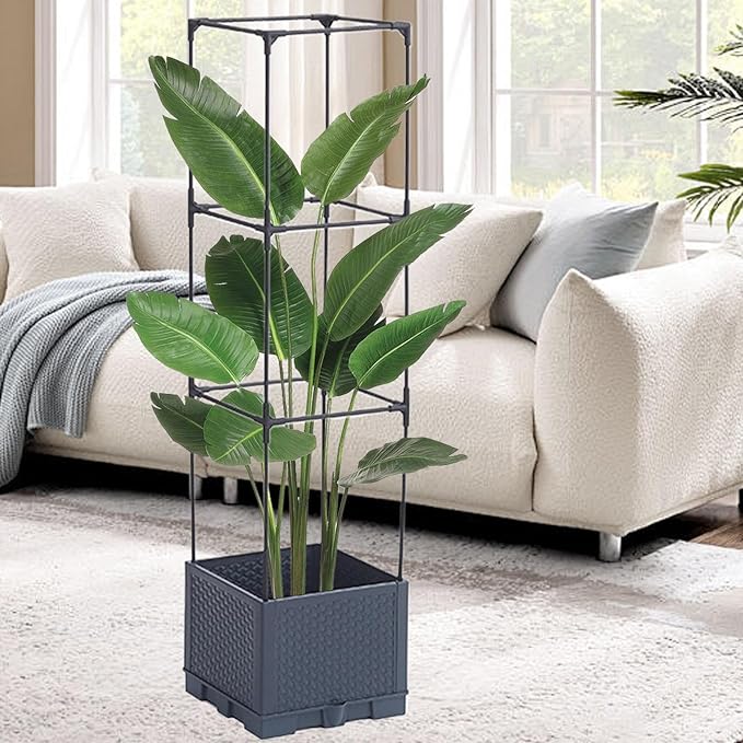 Planter with Trellis - with Trellis Self-Watering Cage | Outdoor Plant Raised Garden Bedsfor Tomato Cucumber Pea Grape Vines Vegetable Flower Fruit Potted Indoor