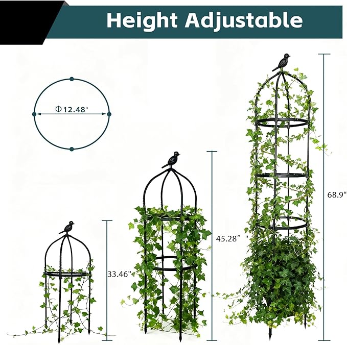 2 Pack Garden Obelisk Trellis for Climbing Plants Outdoor Plant Trellis Garden Tower Trellis for Potted Plant Climbing Flowers Vegetable Cucumber Trellis
