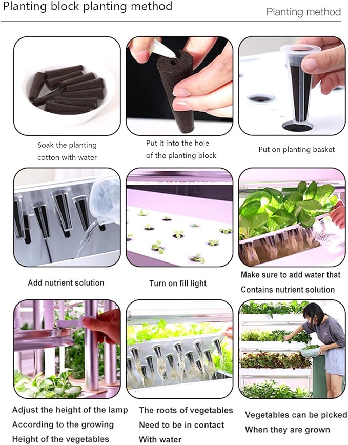 Indoor Garden Hydroponic Growing System 48/64/90/120 Holes Hydroponics Tower Set with LED Grow LightHydroponic Vertical Tower Self-Watering Growing System for Planting Vegetables120hole