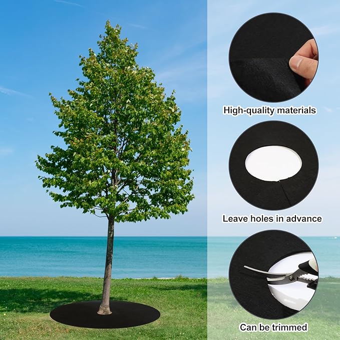 4PCS 32.2 Non Woven Tree Mulch Ring Weed Barrier Landscape Fabric Reusable Tree Mulch Ring Non Woven Landscape Fabric for Gardening Landscaping Weed Control Root Protection