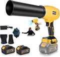 Leaf Blower Cordless Powerful Handheld Electric Blower with 2×21V Batteries Lightweight Leaf Blower for Lawn Care Patio Leaves Snow &amp Dust Removal (Yellow Leaf Blower)