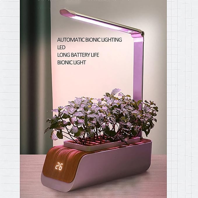 Hydroponics Growing System LED Grow Lights with Adjustable Height Indoor Smart Garden Kit with Temperature Display No Seasonal Restrictions Smart Plant Pot for Small Plant Growth