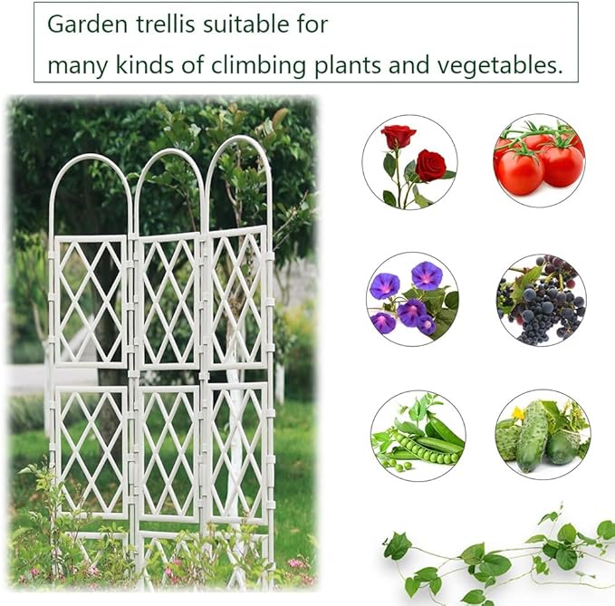 Garden Trellis for Climbing Plants Heavy Duty Plant Support Stake for Flower Vegetable Vine Rose Plants Outdoor(Color:WhiteSize:170 * 60cm/67 * 23.6in)