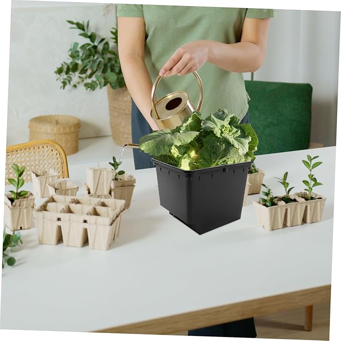 1 Set Hydroponic Dutch Bucket Food Minnow Plants Artificial Hydroponics Bulk Grow Outdoor Nutrients Flowers Cube Watering Pot Planter Planting Base Organizer Leaf Black Pp