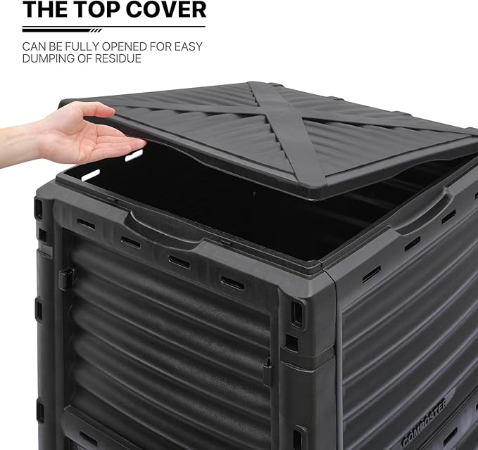 MoNiBloom 80 Gallon Large Compost Bin BPA Free Outdoor Composting Tumblers for Garden Patio All-Season Fast Working Rotating Chamber Composters for Garden Patio w/Sliding Door
