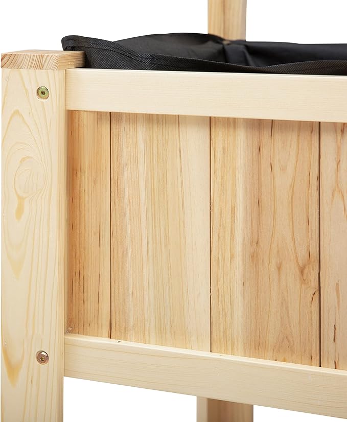 Outsunny 47'' Wooden Raised Garden Bed with Trellis Coutryside Style Elevated Planter Box Stand with Open Storage Shelf Spacious Planting Area for Vegetables Herbs Flowers