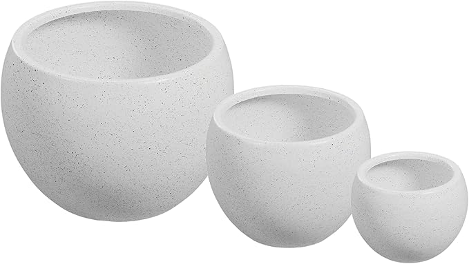 Beuta Large Planters for Outdoor Plants - Set of 3 8/12/14 Inches Outdoor Planters for Porch - Tall Planter for Outdoor &amp Indoor Plants | Large Indoor Plant Pot - USA Made - Limewash