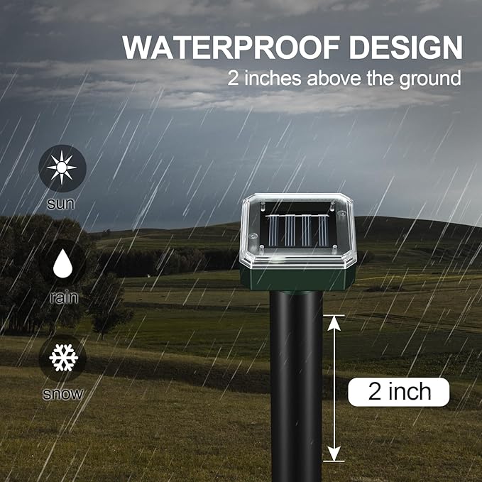 Mole Repellent for Lawns 8 Pack Solar Powered Mole Repeller Ultrasonic Gopher Deterrent Outdoor Waterproof Vole Vibration StakesSonic Spike for Rodent Groundhog Snake Chipmunk