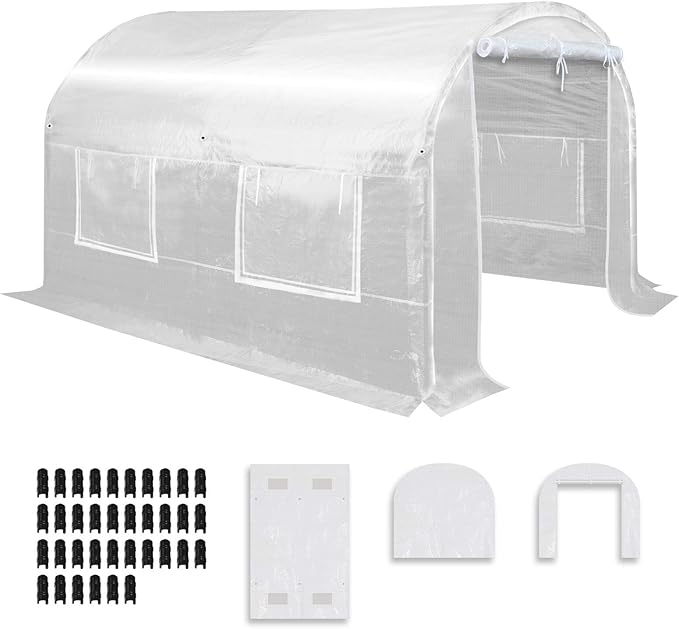YardGrow Half-Transparent Greenhouse Cover Replacement Greenhouse Replacement Cover ONLY Frame NOT Included (10x7x6 FT)