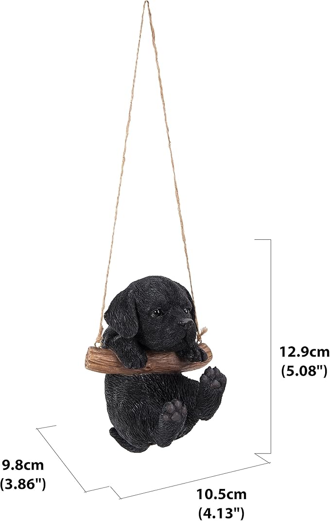 Hi-Line Gift Ltd Hanging Black Lab Puppy Resin Statue Realistic Animal 4.2 x 4 x 5 inches Home &amp Garden Decor Gift for Dog Lovers