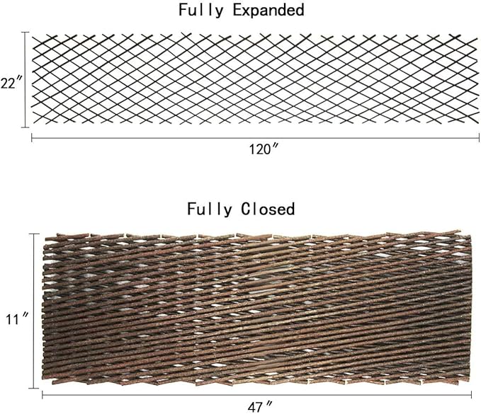 Nature Willow Trellis Expandable Plant Support Plant Climbing Lattices Trellis Willow Expandable Trellis Fence for Climbing Plants Support 36x92 InchDouble Panel (4 Willow Wicker Fence)