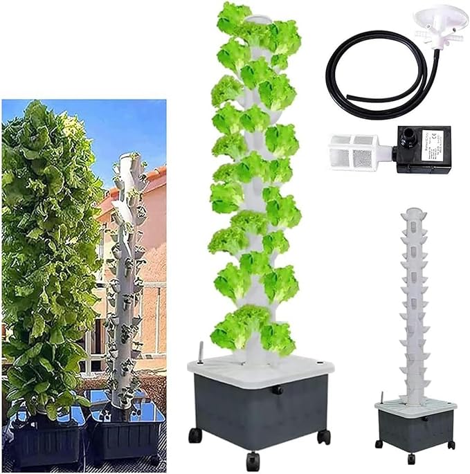 （45 Holes） Vertical hydroponic Indoor self-Watering Planting Cultivation Planting Tower aerosol Cultivation with moisturizin