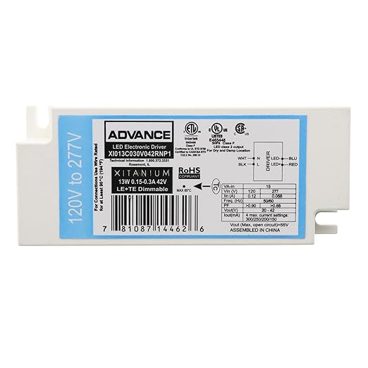 Advance XI013C030V042RNP1 Dimming LED Driver Xitanium LE+TE 20-42-Vdc 13W 120/277V