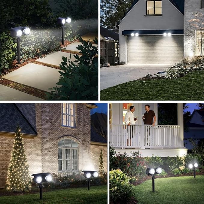 Solar Outdoor Spotlights Dual-Head 36 LED Solar Security Light with Motion Sensor Ultra-Bright Landscape Wall &amp Ground Lights Waterproof Solar Powered Lighting for Yard Garden Patio Driveway