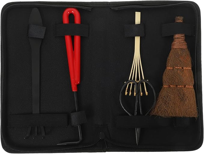 HEMOTON 5pcs Bonsai Tree Kit Gardening Hand Tools Set with Planting Scissors for Garden Care and Soil Loosening Sturdy Pruning Tools for Indoor and Outdoor Plants