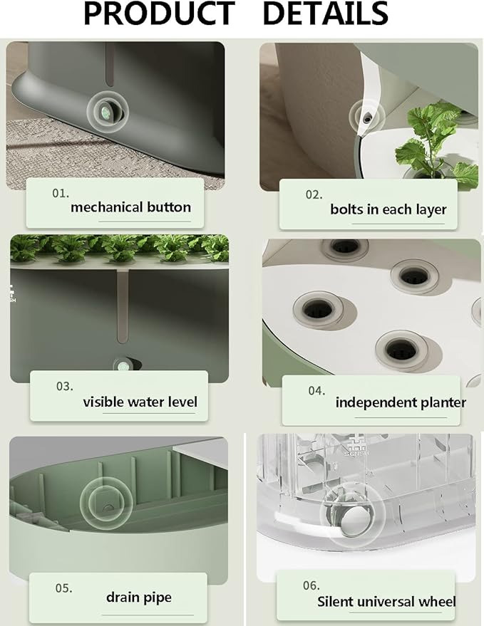 48 Pods Hydroponics Growing System Adjustable Hydroponics Growing Kits with LED Grow Light Automatic Timer Hierarchical Control Indoor Garden Planter for Home Office