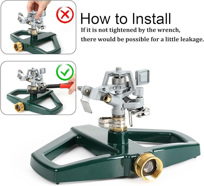 STYDDI Heavy Duty Impact Pulsating Sprinkler for Yard All Metal Adjustable Rotating Circular Impulse Lawn Sprinkler for Medium to Large Areas Lawn and Garden Coverage up to 5800 Sq. Ft