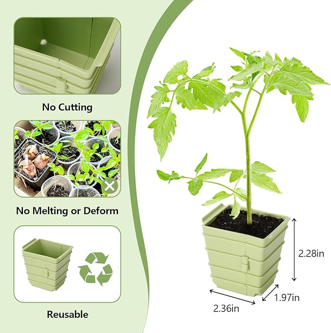 Side-Open Seed Starter Tray 4-Pack 24 Cells Modular Design with Detachable Plant Cells Extra-Large 2.36x2.28 Cells Reusable Seed Germination Kit for Indoor &amp Outdoor Gardening