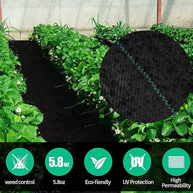 Weed Barrier Fabric PP Material Premium Garden Landscape Fabric for Flower Bed Yard Heavy Duty Ground Cover with Green Guide Strip Helps Align Plants Ultra Thick (Size : 1.5x20m/5x66ft)