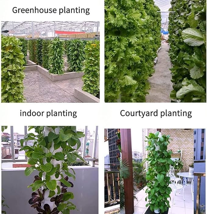 Hydroponics Tower 45 Holes Aquaponics Grow System 15 Floors Garden Tower Aeroponics Growing Kit for Fruits and Vegetables Planting