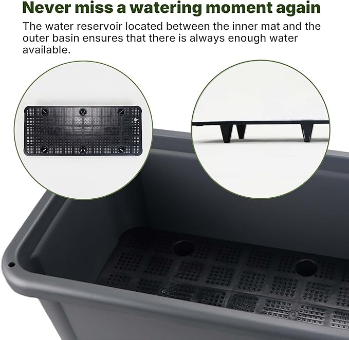13.2 Gallon Self Watering Raised Garden Bed with or Without Transparent Ventilation Lid Greenhouse Planter Box with Legs for Indoor/Outdoor Use Ideal for Herbs &amp Vegetables (Coffee Without Lid)