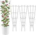 4 Pack 32'' Black Metal Plant Trellis Indoor/Outdoor Fan Shape Stainless Steel Modern Style Easy Assembly