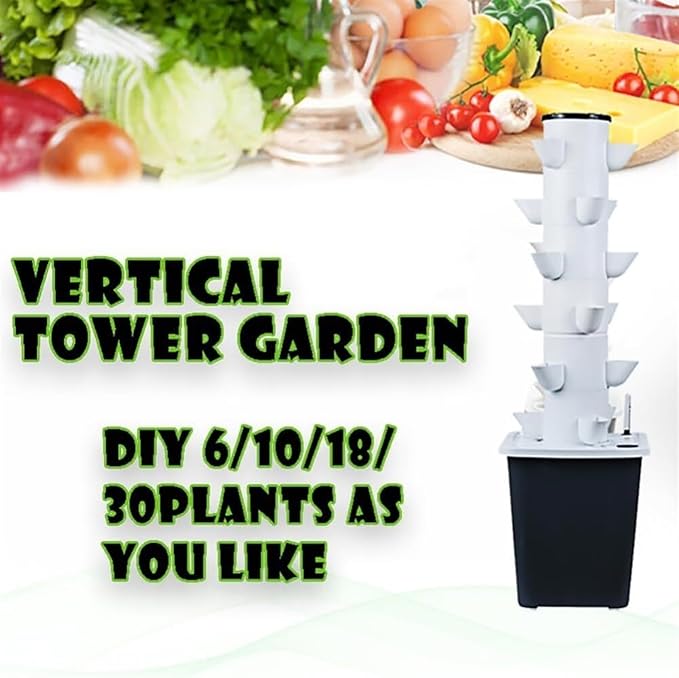 Aeroponic Tower Hydroponics Growing System Vertical Tower Aquaponics Growing Kits Herb Garden Automated Aeroponics Indoor Tower Garden with LED Grow Lights