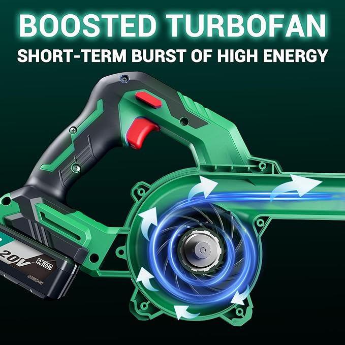 DCA 20V Brushless Blower Cordless Mini Hand Electric VacuumLightweight Sweeper Vacuum with 2 BatteryPortable for Lawn Care/Dust/Pet Hair/Dust/Small Trash (Renewed)