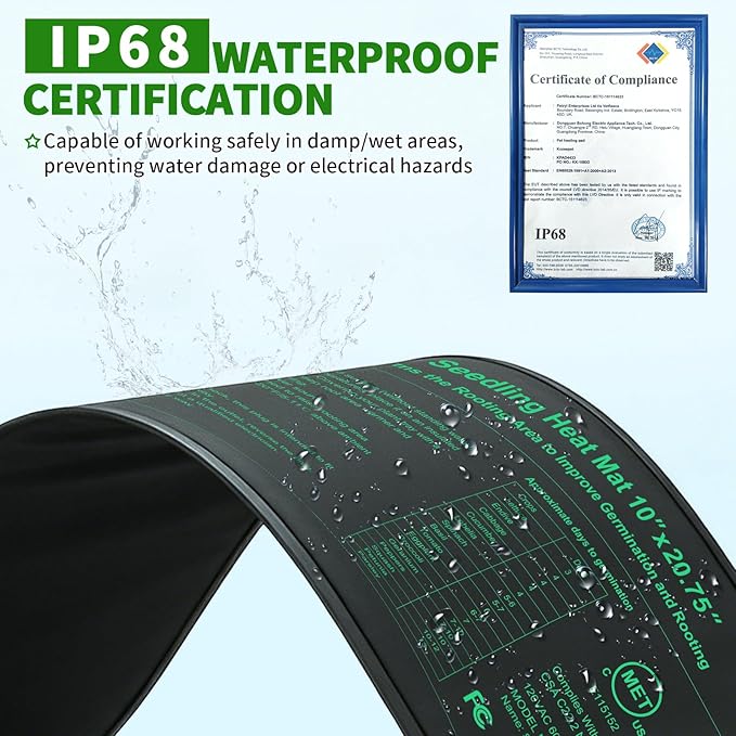 Seedling Heat Mat with Thermostat Pack of 1 Dual Certified by MET and UL Plant Heating Mat Pad Equipped with A Temperature Probe It Automatically Maintains A Constant Temperature