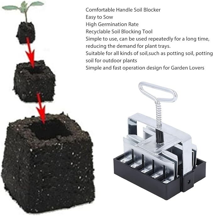 Mini Soil Block Maker Handheld Gardening Tool with Comfortable Grip for Easy Seed Starting