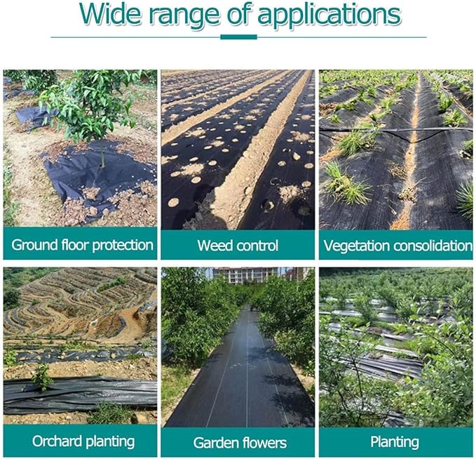 Weed Control Film Weed Barrier Fabric Weed Control Membrane for Garden Courtyards Landscaping and Planting Bedsand(1.2x60m/4x200ft)