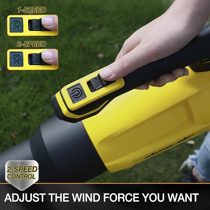 20V Cordless Leaf Blower 450CFM/110MPH Brushless Blower with Variable Speed Lightweight for Lawn Care Snow Blowing Yard Cleaning 4.0Ah Battery (Quick Charger Included)
